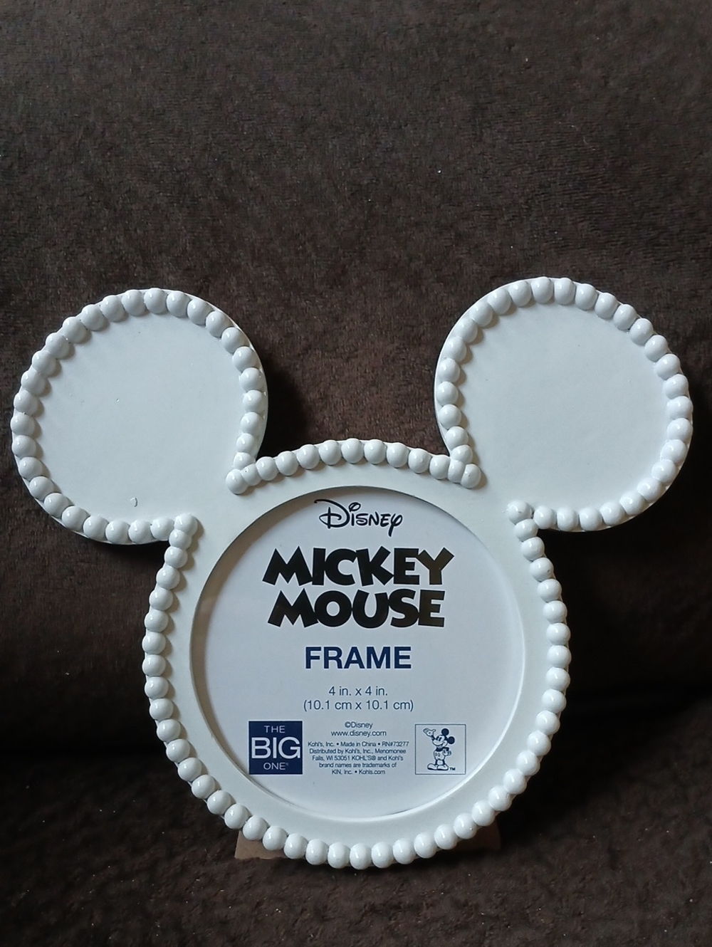 Disney Mickey Mouse Ears White Picture Frame 4" X 4"